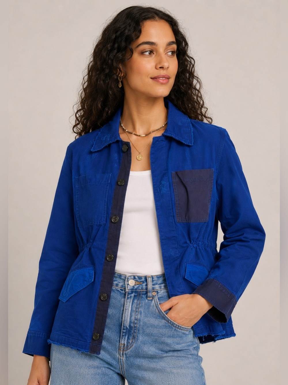 Zadig & Voltaire Blue Kimi Grunge Utility Jacket Distressed Size XS
